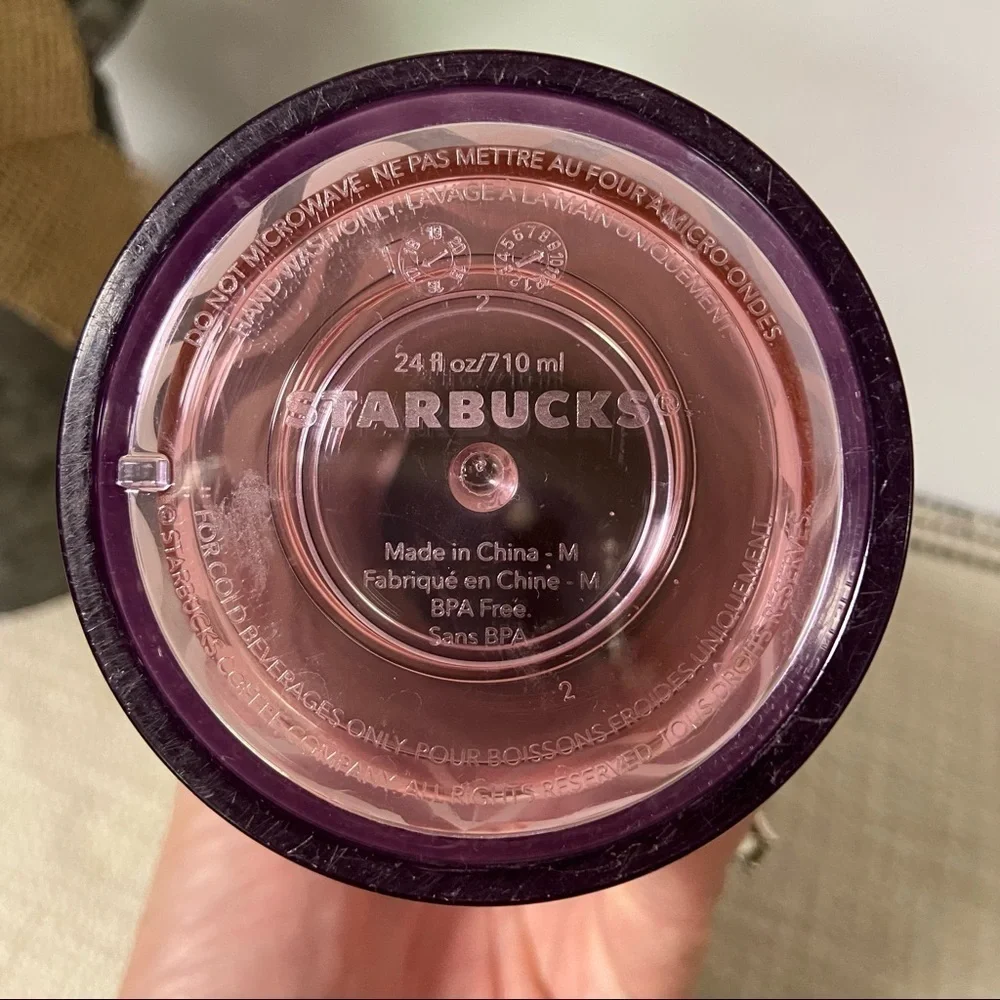STARBUCKS / Pink Wavey Plastic 24oz Insulated Cup with Lid